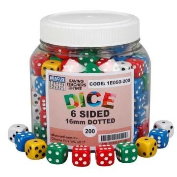 Dice - 6 Sided 16mm Dotted (Jar of 200)