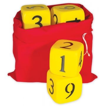 Jumbo PVC Dice - 6 Sided Number and Dotted - Bag of 10
