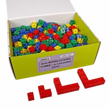 2cm Interlocking Plastic Cubes - 4 colours (Box of 500)