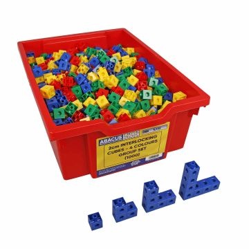 2cm Interlocking Plastic Cubes - 4 colours (Group Set of 1000)