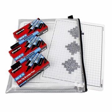Student Whiteboard - A4 1cm Gridded (30) wallet of boards and pens