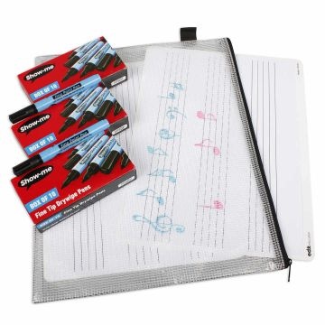 Music Whiteboard  - Wallet of 30 boards and 30 pens