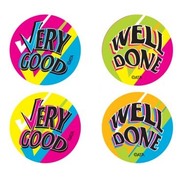 Very Good & Well Done Fluoro Stickers
