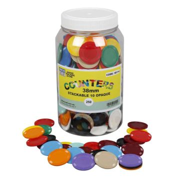 Opaque Stackable Counters (250) 38mm - 10 colours