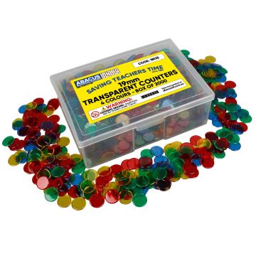 Transparent Counters (Box of 2000) - 4 colours - 19mm