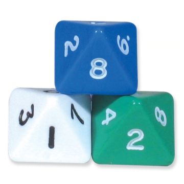 8-Sided Numbered Dice - 16mm (Pack of 10)