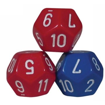 12-Sided Numbered Dice - 18mm (Pack of 10)