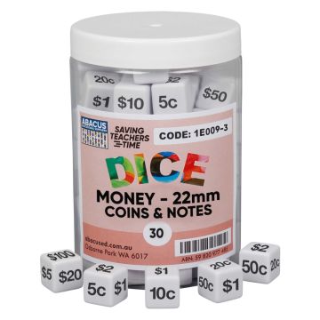 6-Sided Money Dice - 22mm (Jar of 30)