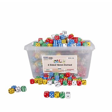 6-Sided Dotted Dice - 16mm (Box of 500)