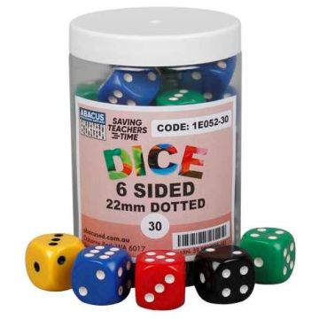 6-Sided Dotted Dice - 22mm (Jar of 30)