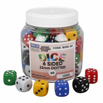 6-Sided Dotted Dice - 22mm (Jar of 60)