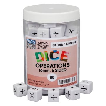 6-Sided Operations Dice - 16mm (Jar of 80)