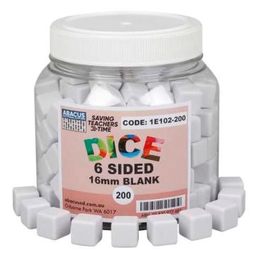 6-Sided Blank Dice - 16mm (Jar of 200) 