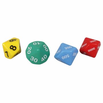 Jumbo Place Value Dice - 25mm, 4 colours (Set of 4)