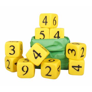 6-Sided Numbered Jumbo PVC Dice - Bag of 10