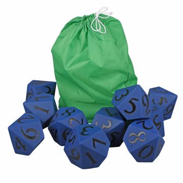10-Sided Numbered Jumbo PVC Dice - 110mm (Bag of 10)