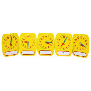 12 Hour Write-On/Wipe-Off Student Clocks - Pack of 5