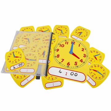 12 Hour Write-On/Wipe-Off Clocks Pack - Wallet of 30 Student Clocks & 1 Demo Clock