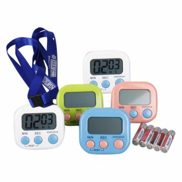 School Stopwatch/Timer with Lanyard - Set of 5 (Assorted Colours)
