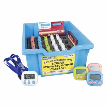 School Stopwatches/Timers Class Set - Box of 30 (Assorted Colours)