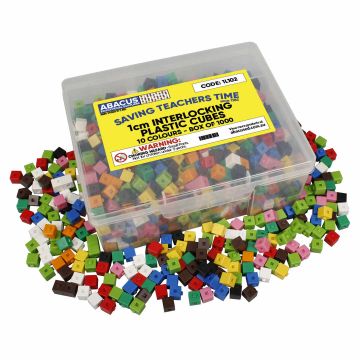 1cm Interlocking Plastic Cubes - 10 colours (Box of 1000)