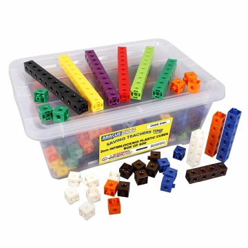 2cm Interlocking Plastic Cubes - 10 colours (Box of 500)