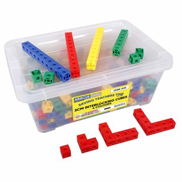 2cm Interlocking Plastic Cubes - 4 colours (Box of 500)