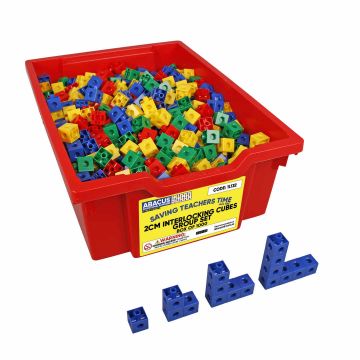 2cm Interlocking Plastic Cubes Group Set - 4 colours (Box of 1000)