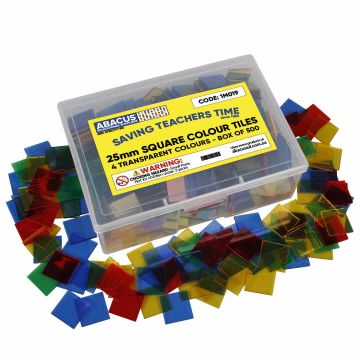 Square Colour Tiles - Transparent (Box of 500)