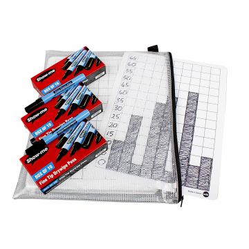 Student Whiteboard - A4 2cm Gridded (30) wallet of boards and pens