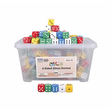 6-Sided Dotted Dice - 22mm (Box of 200)