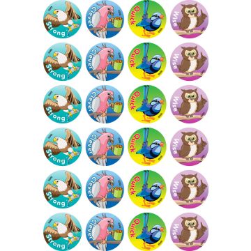 Clever Birds Stickers - 29mm (Pack of 96)