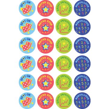 Maths Star Stickers - 29mm (Pack of 96)