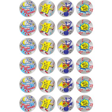 Music Metallic Stickers - 29mm (Pack of 96)