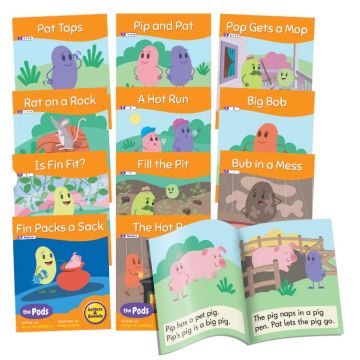 Decodable Readers - Letters & Sounds - The Pods - Phase 2 - Letter Sounds - 12 Titles - 6x BB150