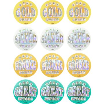 Holographic Foil Giltz Medal Stickers - 40mm (Pack of 96)