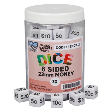 6-Sided Money Dice - 22mm (Jar of 30)