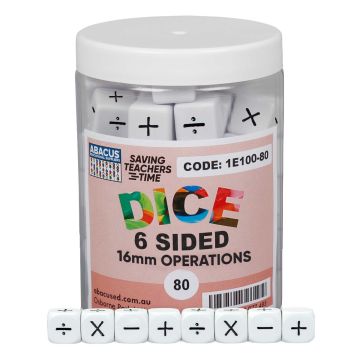 6-Sided Operations Dice - 16mm (Jar of 80)